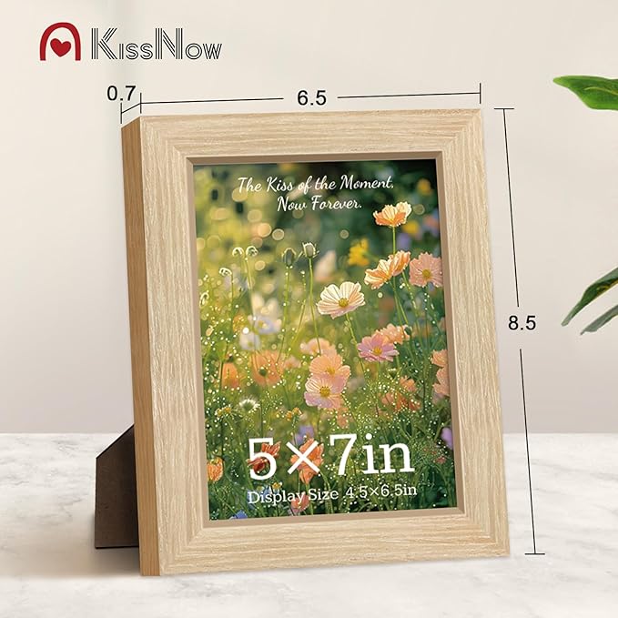 5x7 Picture Frame 4 Pack, Natural Oak Wood Gallery Photo Frame, Wall Hanging or Tabletop Display