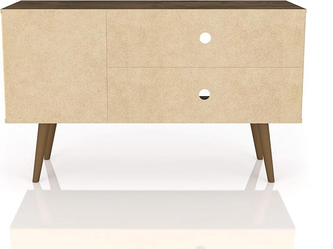 Manhattan Comfort Liberty Mid Century Modern TV Stand for Televisions up to 46 Inches, Bedroom and Living Room Entertainment Center with Storage, Shelves, and Cabinet, 43" Wide, Brown/3d Print