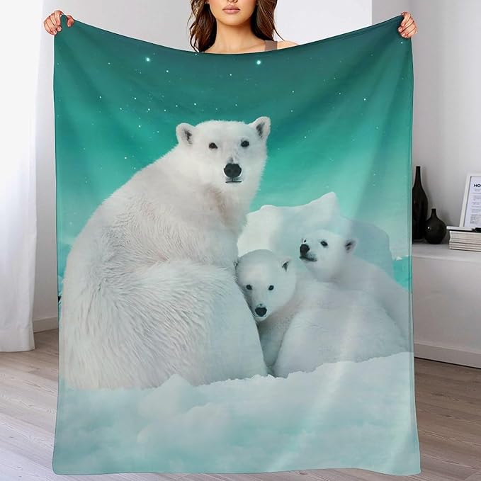 Polar Bear Blanket Polar Bear Gifts for Girls Women Polar Bear Throw Blanket for Kids Adults Soft Warm Cozy Fleece Blanket for Couch Sofa Bed 60"x80"