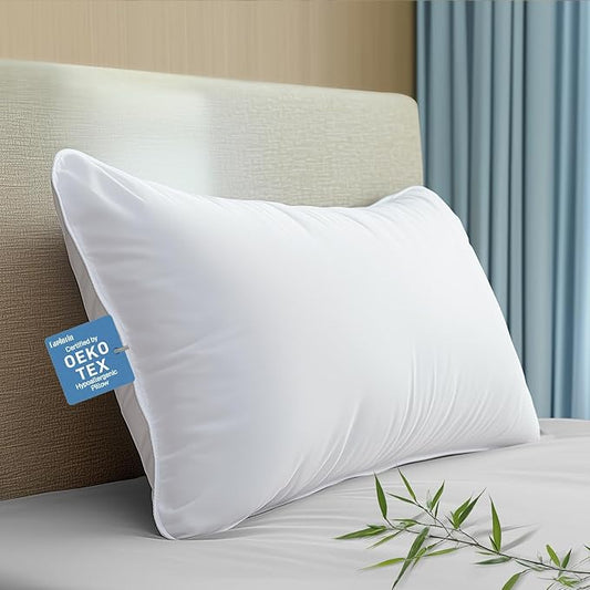 Hypoallergenic Bamboo Viscose Shell, Soft King Size Bed Pillow with Down Alternative Filling, Oeko-Tex Certified, Luxury Hotel Quality for Stomach, Back and Side Sleepers