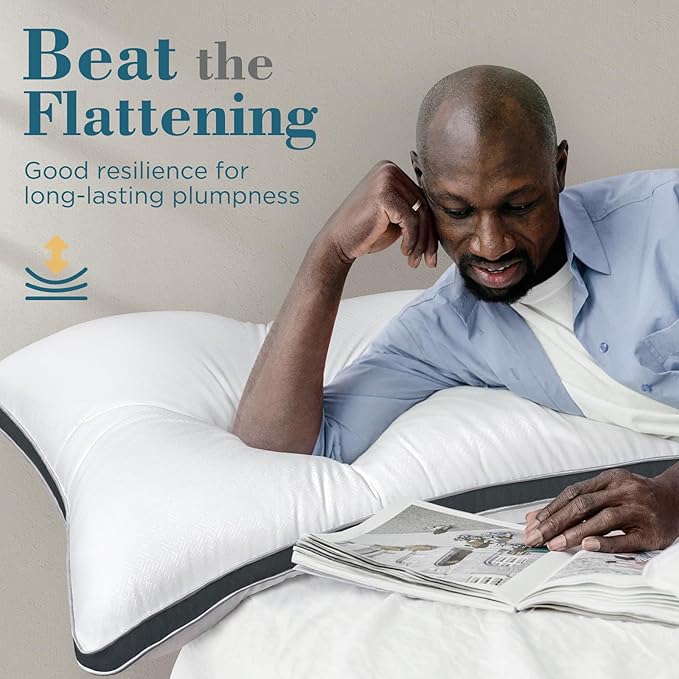 viewstar King Size Pillows Set of 2, Hotel Quality Cooling Down Alternative Gusseted Bed Pillows for Side, Back, or Stomach Sleepers, Dark Grey