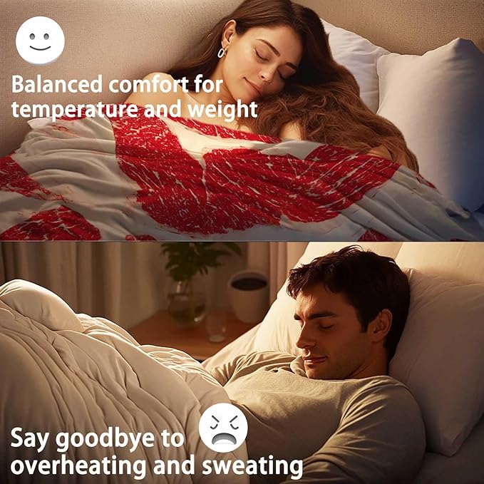 Funny Throw Blanket, Funny Realistic Food Blanket, Beef Printed Gift for Men Women, Lightweight Fleece for Sofa, Bedroom, Home Decor, 50x60 Inches