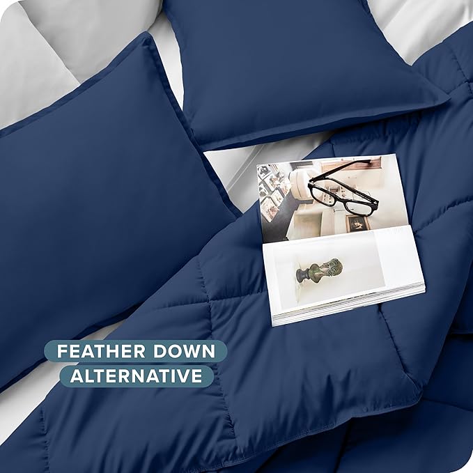 Bare Home Comforter Set - Oversized King Size - Ultra-Soft - Goose Down Alternative - Premium 1800 Series - All Season Warmth (Oversized King, Dark Blue)