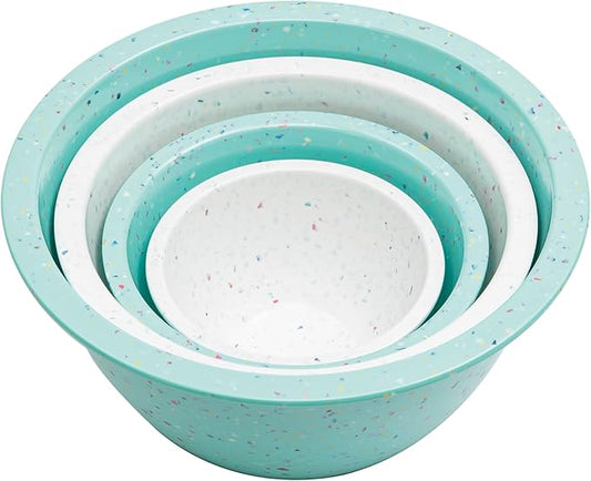 Confetti Nesting Mixing Bowls Set - 4-Piece Colorful Kitchen Bowls (18oz, 1.25QT, 2.5QT, 4QT) - BPA-Free, Dishwasher Safe, Space-Saving Design Eggshell Color