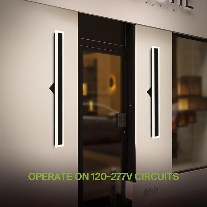 ASD LED 48" Long Wall Mount Light Fixture, Outdoor & Indoor Linear Sconce | RGBW, Smart, Waterproof, Anti-Rust, ETL Listed | 36W 1900LM 2700-6500K 100-277V | Exterior Porch Lighting | Black