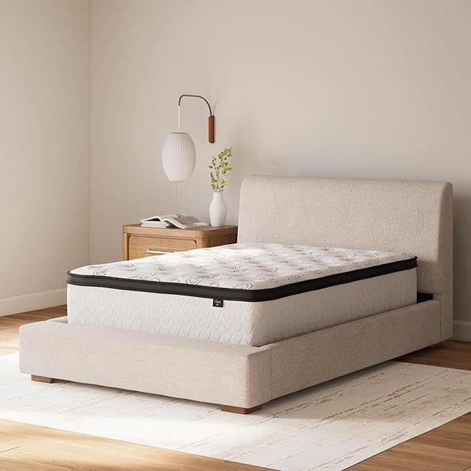 Signature Design by Ashley Full Size Chime 12 Inch Medium Firm Hybrid Mattresswith Cooling Gel Memory Foam for Pressure Relief, Fiberglass Free, Mattress In A Box