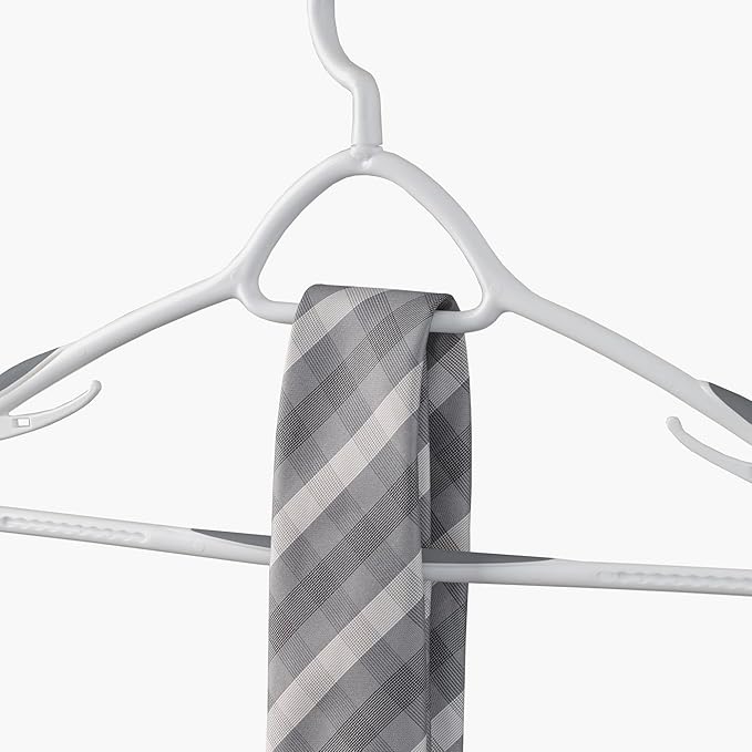 Set of 5 Deluxe Non Slip Hangers by Neatfreak! - Space Saving Hangers for Clothes, Pants, Jackets and Shirt 5 Pack,White/Grey