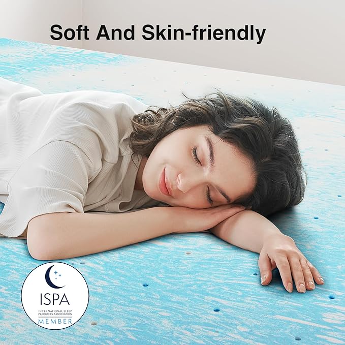 Novilla Memory Foam Mattress Topper Twin - 2 Inch Cooling Gel Infused Memory Foam | Slow-Rebound Pressure Relief | CertiPUR Certified | Comfort for Sleeper Sofa, RV, Camper, Dorm Room