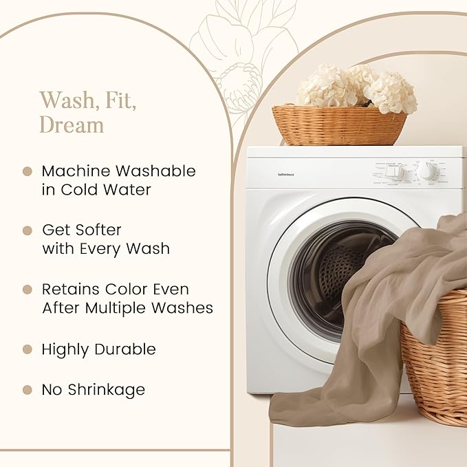 100% Egyptian Cotton Bed Sheets, Certified 800 Thread Count Deep Pocket Full Sheets, Elasticated Sheet & Pillowcase Sets, Soft & Comfy Naturally Cool Luxury Bedding, Fits up to 17" - Linen