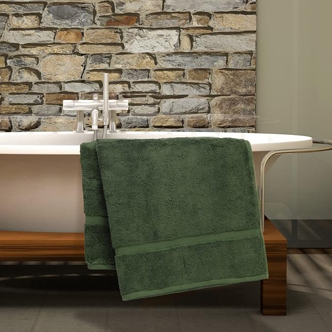 Luxury Hotel & Spa Collection Highly Absorbent, Quick Dry 100% Turkish Cotton 700 GSM, Eco Friendly Towel, for Bathroom Dobby Border Soft Bath Towel Set 27 X 54 -Moss, Bath Towels - Set of 4