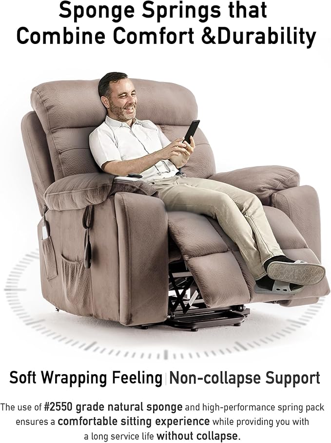 Lazy boy Recliner Chair with Cupholder/Power Lift Recliner Chair for Elderly， Electric Recliner/Big and Tall Recliners for People Up to 6'2"/350lb Range