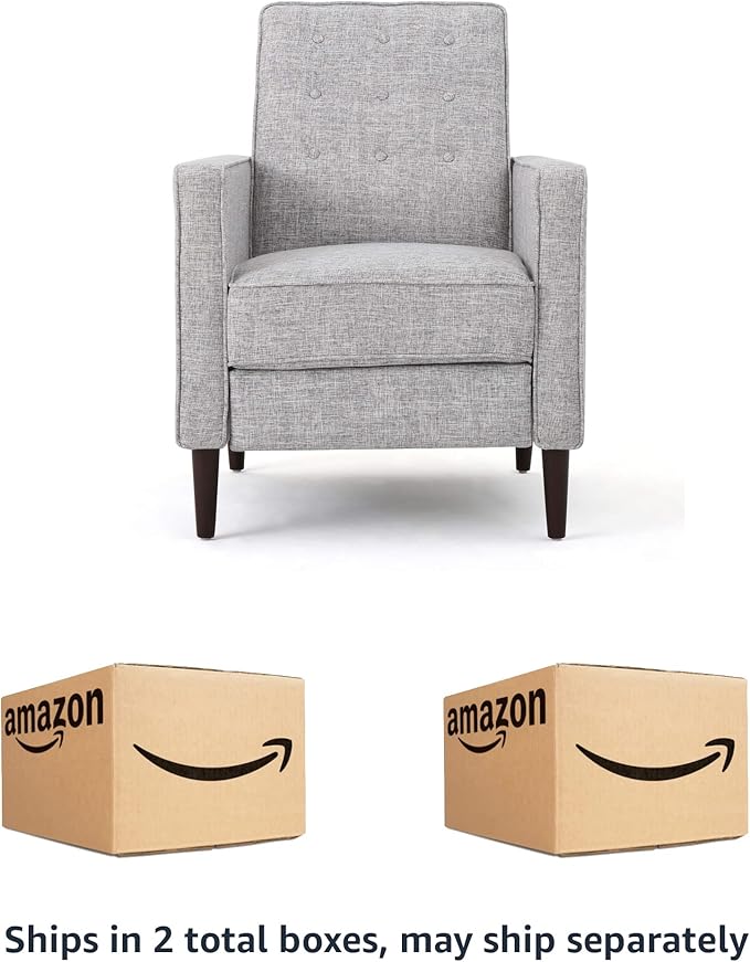 Christopher Knight Home Mervynn Mid-Century Modern Fabric Recliners, 2-Pcs Set, Light Grey Tweed