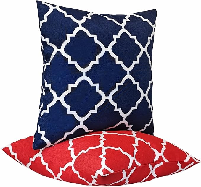 JMGBird 18×18 Inch Outdoor Lumbar Pillows Pack of 2 Colors Waterproof Throw Pillows with Insert Rectangular Decorative Garden Cushion for Home Furniture Patio Coach Sofa