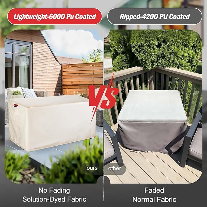 Youlvy Fire Pit Cover Rectangular 42 Inch - Waterproof Outdoor Fire Table Cover Rectangle Heavy Duty, 600D Patio Propane Gas Firepit Cover Rectangular Tear Weather Resistant - 42 x 20 x 13 Inch Beige