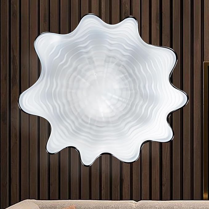 Hand Blown Glass Wall Plates Decor, Modern Unique Glass Wall Art, Murano Blown Glass Wall Art with Transparent and Easy to Clean for Staircase, Living Room, Kitchen, Hallway