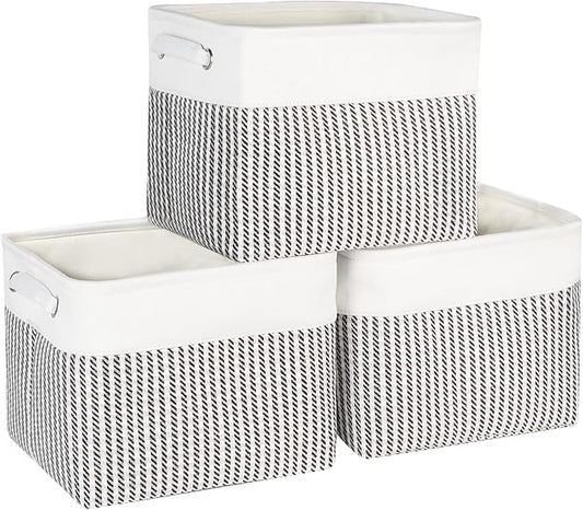 Kntiwiwo Foldable Storage Bin Collapsible Basket 12" x 10" x 9.5" Cube Storage Organizer Bins with Dual Carry Handles for Home Closet Shelves Drawers Organizer, Set of 3, Houndstooth