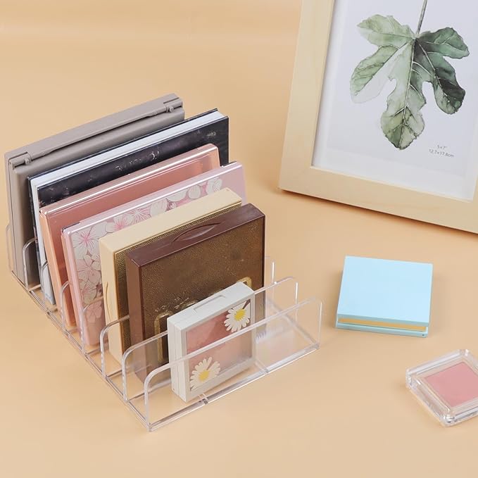 2 Pack Makeup Palette Organizer Eyeshadow Palette Organizer Acrylic Makeup Organizer 7 Sections Eyeshadow Palettes Holder for Bathroom Countertop Vanity