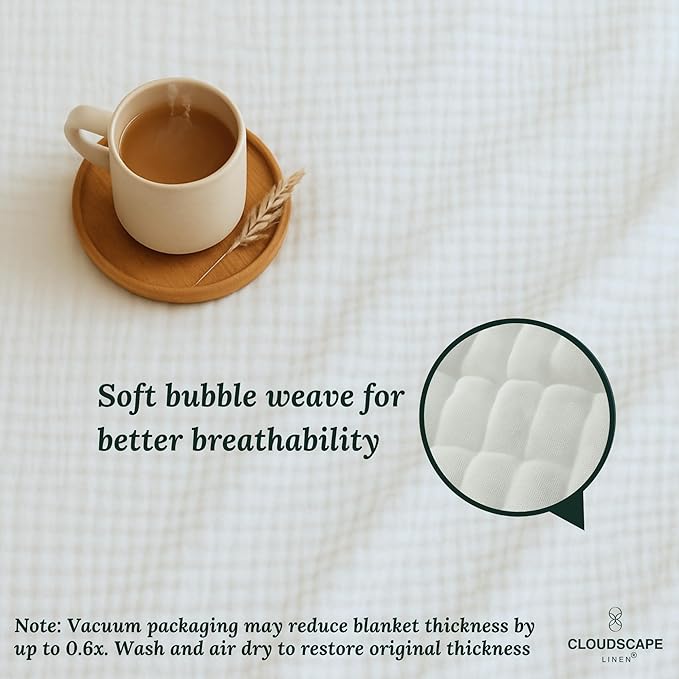 Soft 4 Layer Muslin Cotton Blanket King Size,100% Cotton Blanket, Lightweight and Breathable for All Season, Best for Spring, 92x108, White