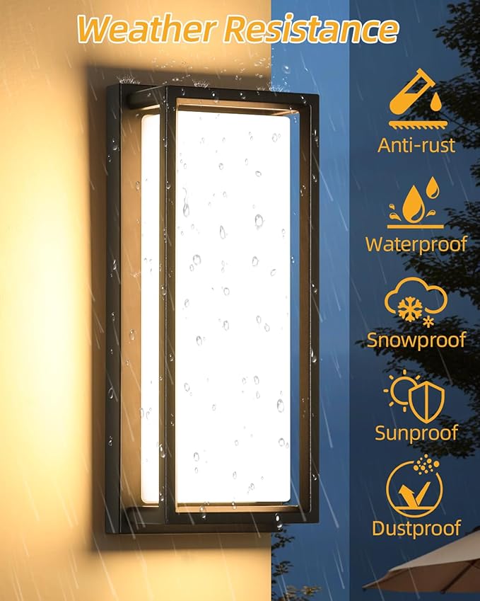 RAYVO Outdoor Wall Lights 2 Pack, 1500LM RGBCW Smart Porch Lights Color Changing Exterior Lighting Fixtures, IP65 Waterproof Outdoor Sconce Lights, Compatible with Alexa Google Assistant, ETL Listed