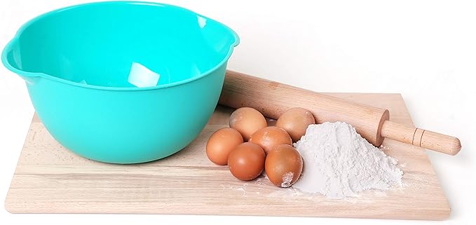 Mintra Home Mixing Bowl w/Colander (Large 4.5L, Teal) - For Washing & Draining Fruits And Vegetables - Heavy Duty Plastic for Baking, Cooking Supplies - Dishwasher Safe