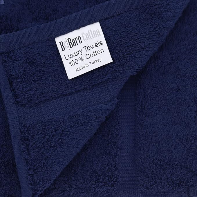 Luxury Hotel & Spa Quality, Quick Dry 100% Turkish Cotton 700 GSM, Eco Friendly Towel, for Bathroom Dobby Border Soft Bath Towel Set 27 X 54 (Navy Blue, Bath Towels - Set of 2)
