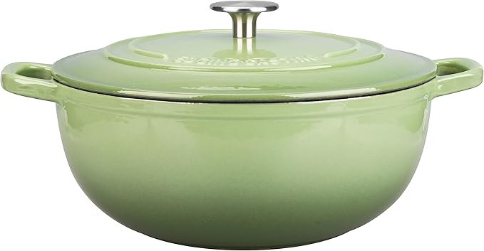 Enameled Cast Iron Dutch Oven Pot with Lid for Sourdough Bread Baking, Bread Dutch Ovens, Cooking Pots, 5 Quart, Pistachio Green