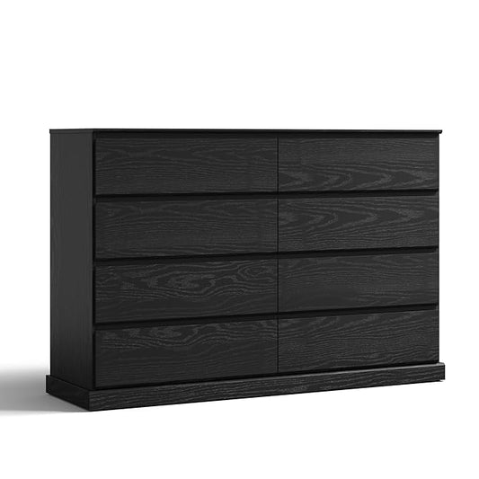 LINSY HOME 8 Drawer Dresser for Bedroom, 53" Wide Chest of Deep Drawers, Modern Farmhouse TV Stand Dressers with Storage, Large Drawer Organizer for Bedroom, Living Room, Handless Design, Black