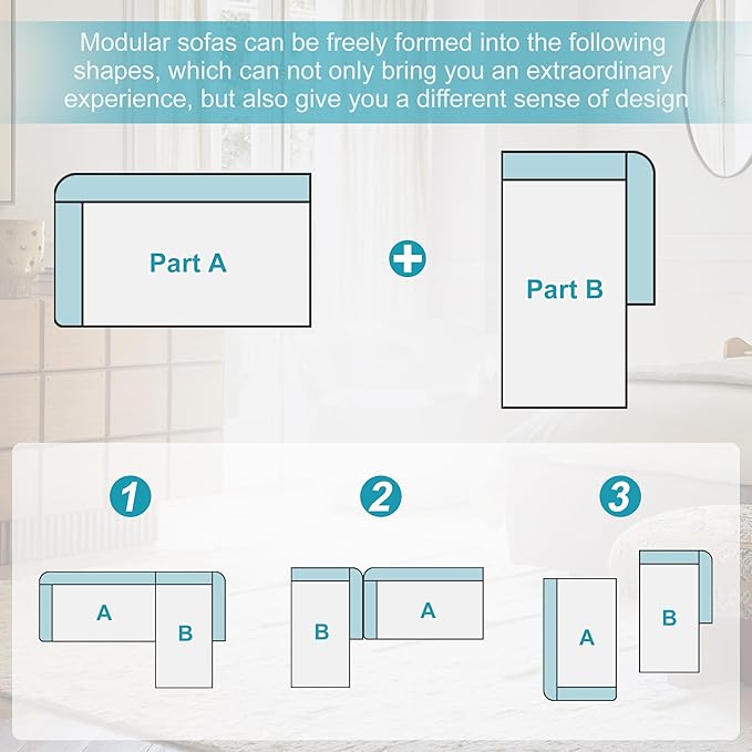Sectional Couches for Living Room 112" L-Shape Cloud Couch Modern Modular Sectional Sofa Bad, Boneless Couch with Right Deep Seat, No Assembly Required (Plush Corduroy Fabric, Black)