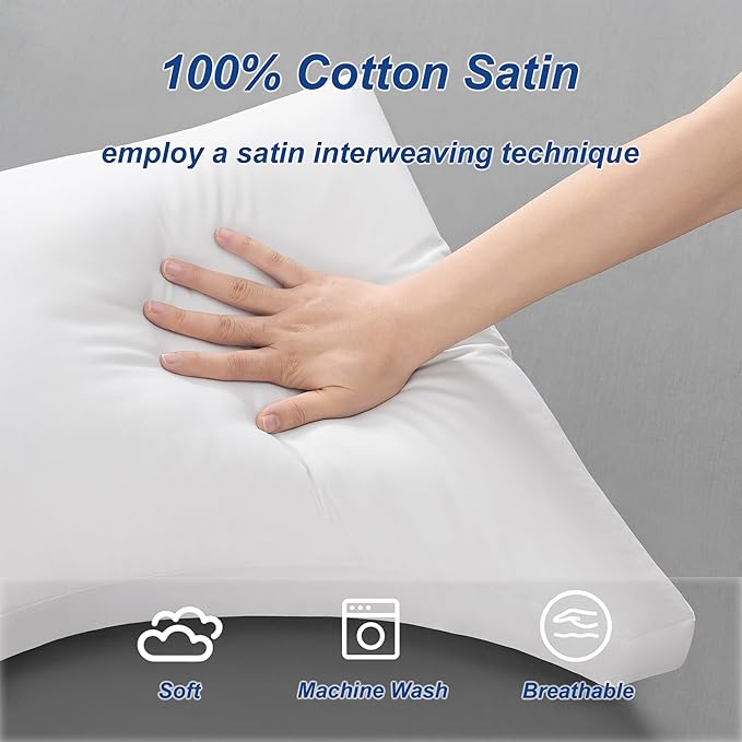 ACCURATEX Side Sleeper Pillow for Side and Back Sleepers-100% Cotton Cover Filled with Down Alternative,Queen Bed Pillows for Shoulder,Neck & Head Support,Adjustable Shredded Memory Foam Pillow