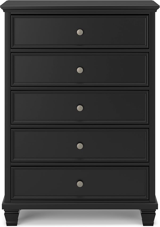 Signature Design by Ashley Lanolee Traditional 5 Drawer Chest for Bedroom, Black