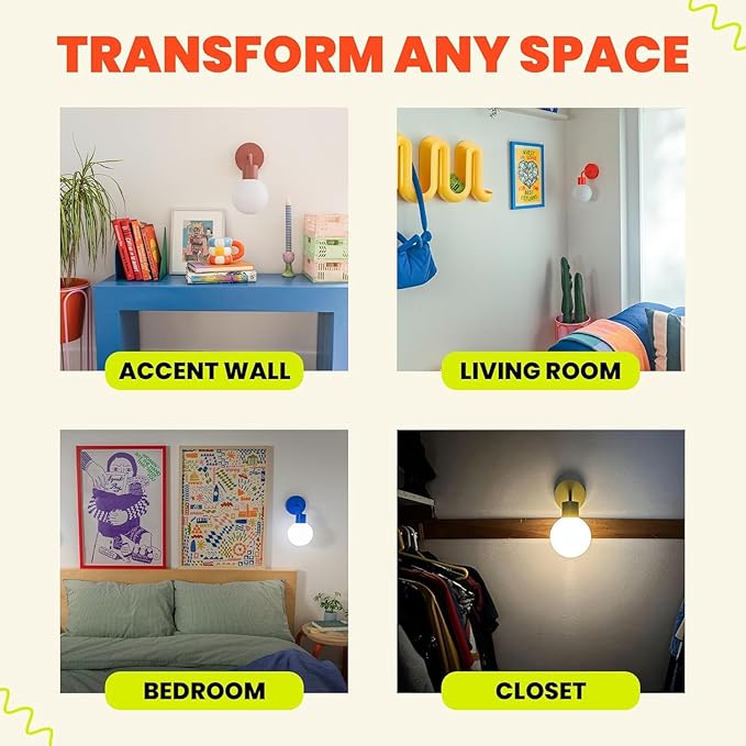 Wireless Wall Sconce (Shark Tank) Rechargeable & Dimmable LED Light w/App Control & Damage-Free Install, Moveable Modern Ambient Lighting for Elegant Home & Bedroom Decor | Marigold