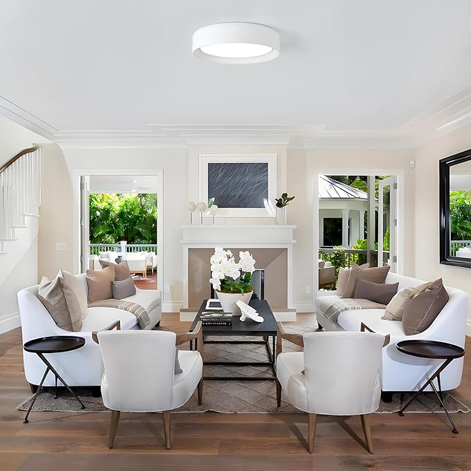 Dimmable Flush Mount Ceiling Light Fixture,15.75 Inch Modern Round White Ceiling Lamp,36W 5CCT 3000K-6500K Lighting for Bedroom,Living Room,Kitchen,Laundry Room