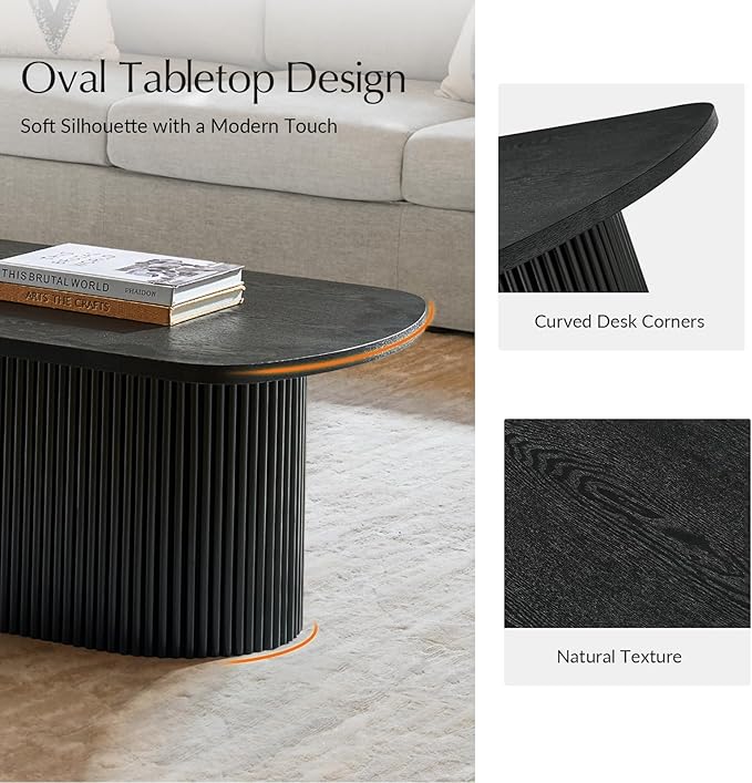 HULALA HOME Modern Lift Top Coffee Table with Storage, Space Saving Living Room Table, Multi-Functional Wood Coffee Table(Black)