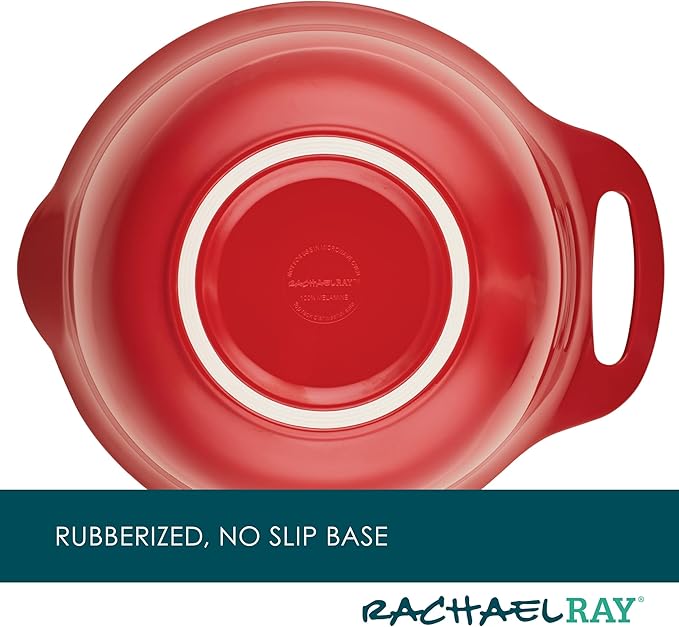 Rachael Ray Pantryware Nesting Mixing Bowls with Built-in spouts and Handles and Measuring Cups For Space-saving storage, Utensil Set, Dishwasher Safe, 10 Piece, Red