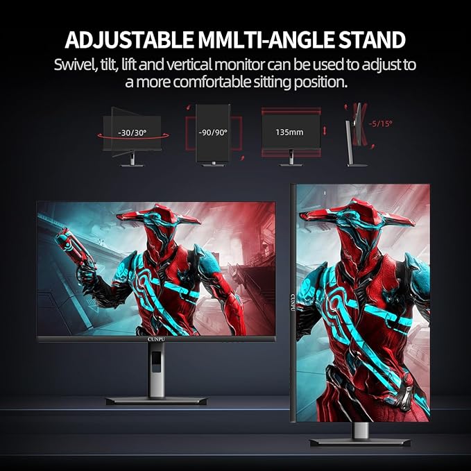 27 Inch 1440P QHD 240Hz Gaming Monitor, Fast IPS, 1ms 2K Gamer Monitor with HDR, 128% sRGB, FreeSync & G-Sync, Height/Pivot/Tilt/Swivel Vertical Monitor, Built-in Dual Speaker, HDMI/DP