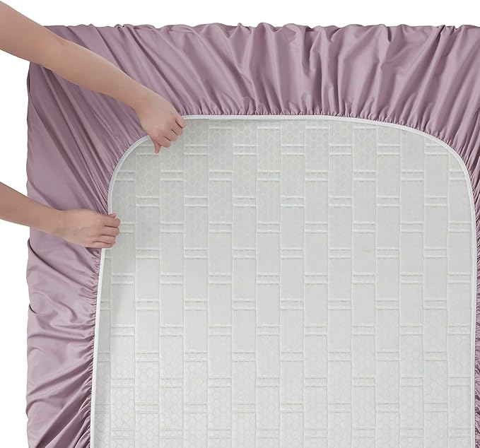 Clara Clark Bed Sheets, Premier 1800 Series Bed Sheet Set, Deep Pocket, Wrinkle, Fade, Stain Resistant, Luxury Soft Bedding Sheets & Pillowcases, California King, Dusty Purple