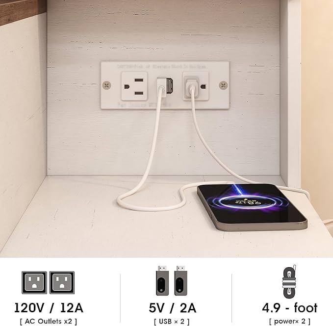 Vabches Makeup Vanity Desk with Lights and Mirror, Brown Vanity Table Set with Charging Station, Glass Top Vanity with RGB Lights, Large Mirror with 3 Lighting Modes, 5 Drawers & Cabinet, 40.7in(L)