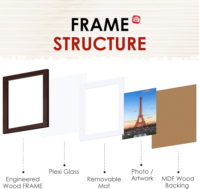 FIXSMITH Brown 8x10 Picture Frame Set of 2, Collage for Tabletop or Wall Display