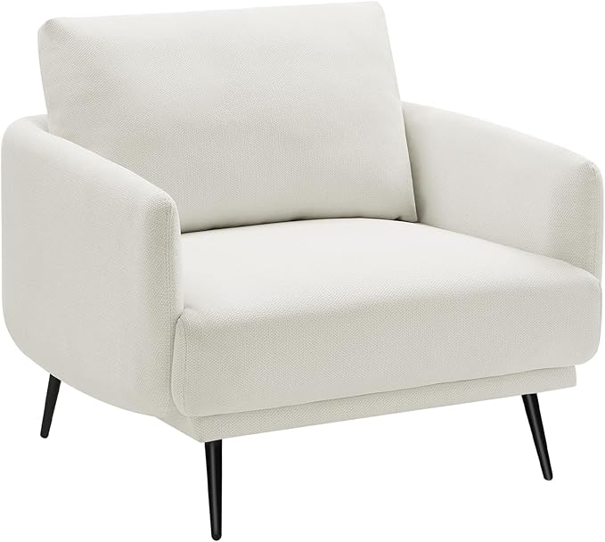 Oversized Accent Chair for Living Room Chairs Reading Arm Chair Comfy Modern Single Sofa Side Chairs with Metal Legs & Soft Cushion for Bedroom, Balcony,Waiting Room (Polyester, Pearl White)