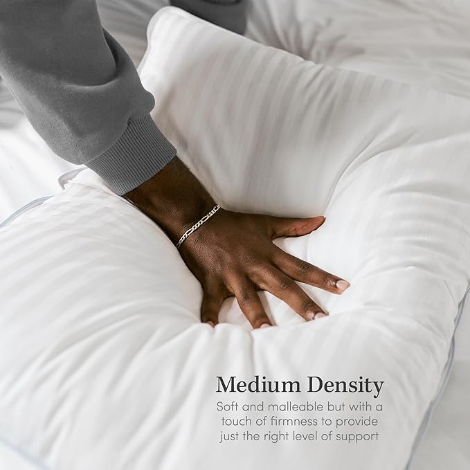 eLuxurySupply 2-Pack Premium Bed Pillows - Medium Density and Medium Loft Ideal for Back and Side Sleepers - 100% Cotton Casing - 20"X28" Standard/Queen Size