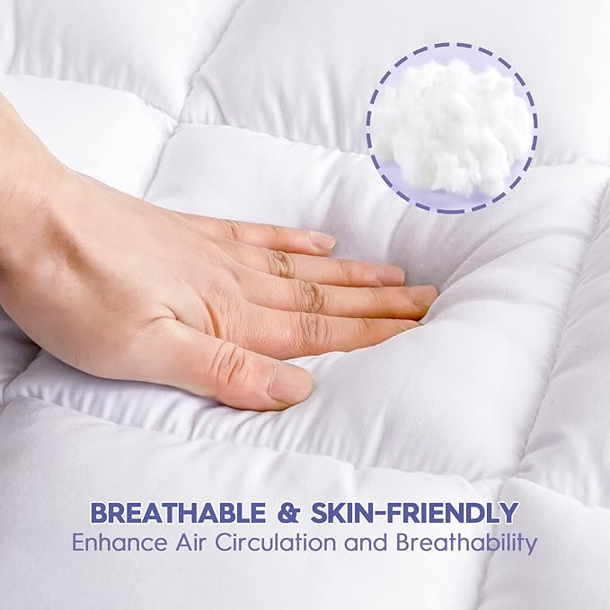 ABENE King Size Dual Layer 3 Inch Memory Foam Mattress Topper, 2 Inch Gel Memory Foam Plus 1 Inch Down Alternative Pillowtop Mattress Pad Cover, Thick Soft Bed Topper Support for Back Pain