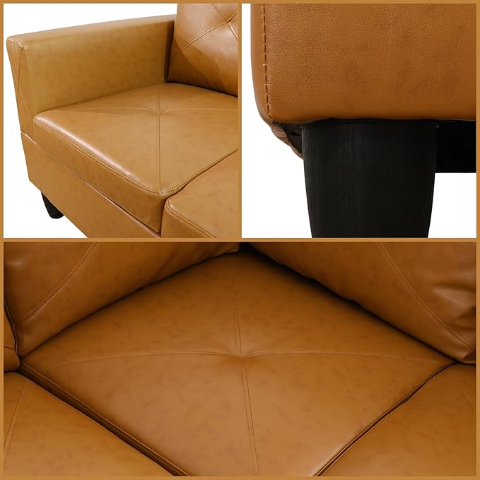 L Shaped Couch, Modular Sectional Sofa with Chaise, Modern Modular Sofas Furniture Sofa Couches for Living Room/Apartment/Office/Bedroom, Ginger