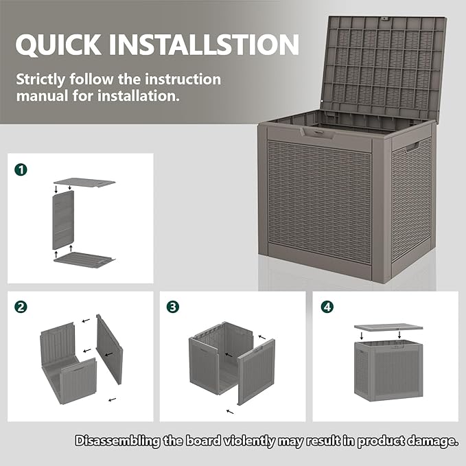Deck Box, 31 Gallon Resin Outdoor Storage Box, Waterproof and UV Resistant Lightweight Storage Deck Box for Garden Tools, Supplies