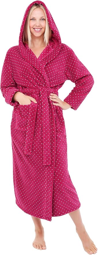Alexander Del Rossa Womens Robe, Long Plush Bathrobe with Hood, Hooded Robes for Women Plus Size Bath Robe