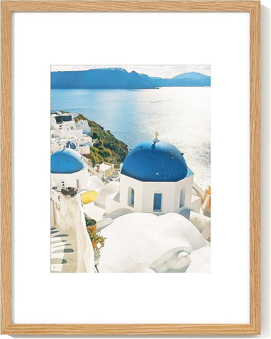 Axeman 16x20 Picture Frame with Mat for 11x14, Solid Oak Wood Poster Frame with Tempered Glass for Home Decor, Wooden 16x20inch Photo Frame for Art Photo and Prints, Wall Hook Included, Natural