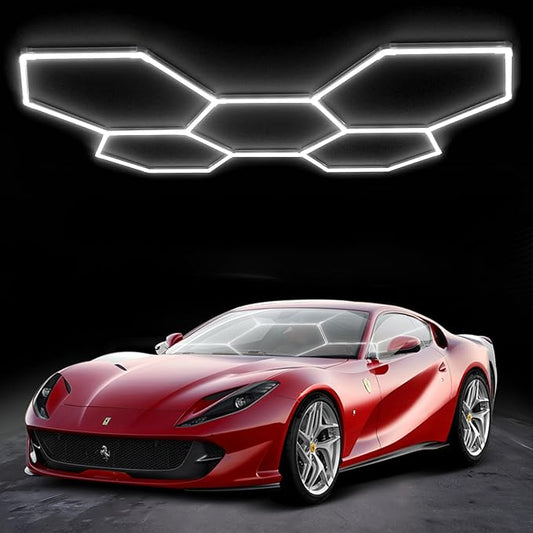 MODERN Hexagon Garage Lights，25 Pack 216W 25920LM High Brightness Hexagon Garage LED Lights for Garage, Shopping Mall, Workshop and Car Detailing Shop etc. … … …