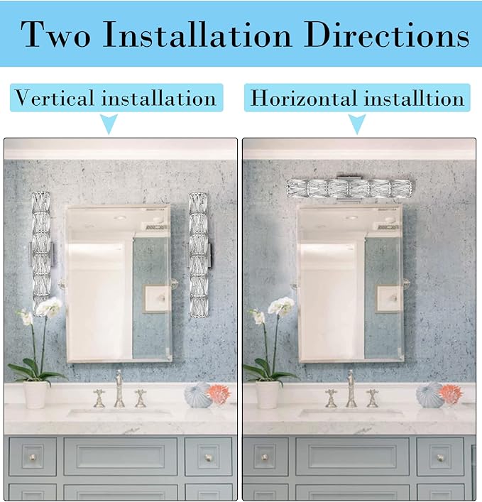 SAMTEEN Chrome Crystal Wall Sconce Contemporary 6-Light Crystal Sconces Wall Lighting Modern Nickel Wall Sconce Clear Glass Wall Light Fixture for Bathroom Living Room Bedroom Hallway