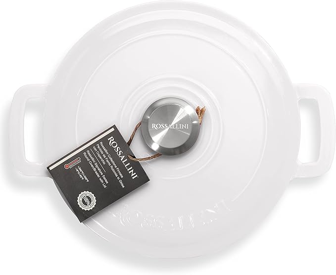 Signature Enameled Cast Iron Dutch Oven, Non-Stick Serving Pot with Tight Fitting Lid for Perfect Roasting, Baking, Sauteing, and Bread Making | 3.5Q (3.3L) - White