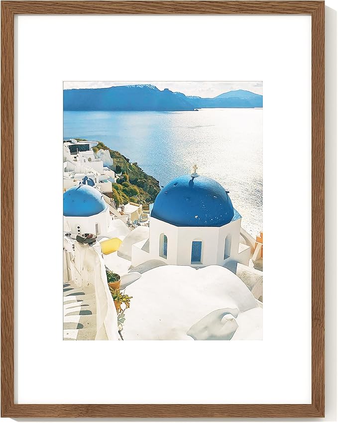 Axeman 16x20 Picture Frame with Mat for 11x14, Solid Oak Wood Poster Frame with Tempered Glass for Home Decor, Wooden 16x20inch Photo Frame for Art Photo and Prints, Wall Hook Included, Walnut