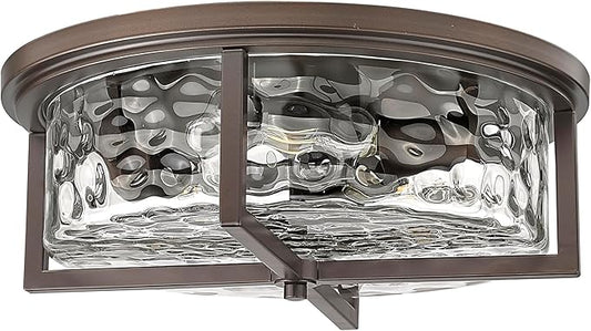 16" D Industrial Flush Mount Ceiling Light, Large 3-Light Farmhouse Close to Ceiling Lights for Hallway, Kitchen, Bathroom, Dining Room (Oil Rubbed Bronze,)